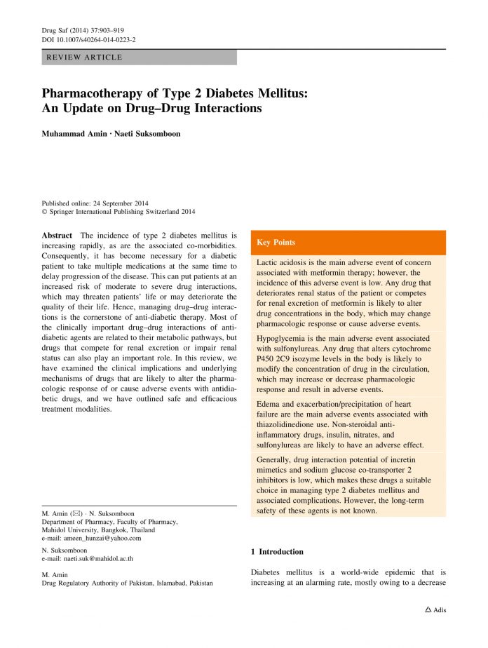 Pharmacotherapy of Type 2 Diabetes Mellitus